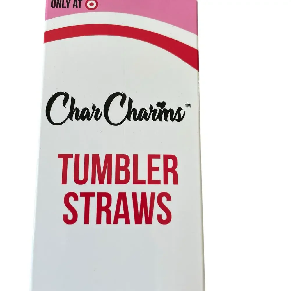 Target CharCharms Valentine Tumbler Stanley Straws 6pk 40oz Pink Red Hearts New